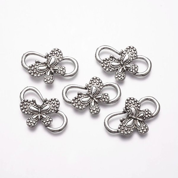 

PandaHall Tibetan Style Alloy Links connectors, Flower, Antique Silver, 34x23x4mm, Hole: 7~8x9~12.5mm Alloy Flower