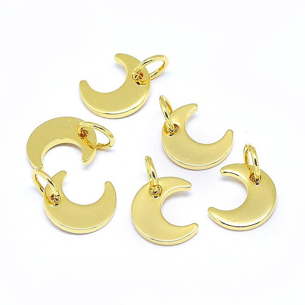 

PandaHall Brass Charms, Moon, Real 18K Gold Plated, 9x8x1mm, Hole: 3.5mm Brass Moon