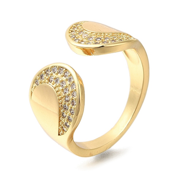 Rack Plating Brass Micro Pave Cubic Zirconia Open Cuff Rings for Women