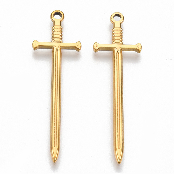 

PandaHall 304 Stainless Steel Pendants, Sword Charm, Real 18K Gold Plated, 45x13.5x2mm, Hole: 1.8mm 304 Stainless Steel Others