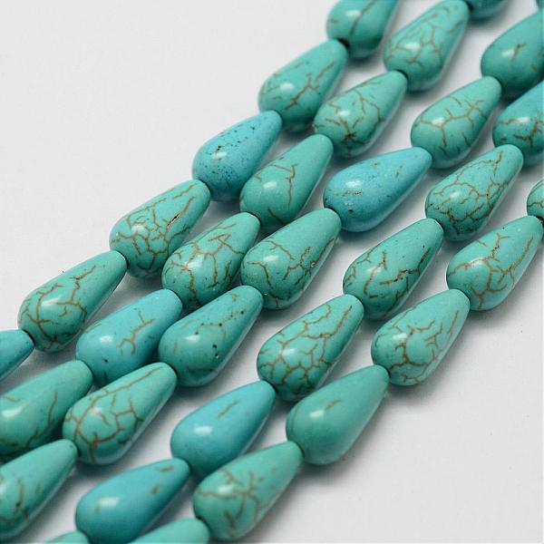 

PandaHall Synthetic Howlite Bead Strand, Dyed, teardrop, Dark Cyan, 13x7mm, Hole: 1mm, about 30pcs/strand, about 15 inch Howlite Teardrop...