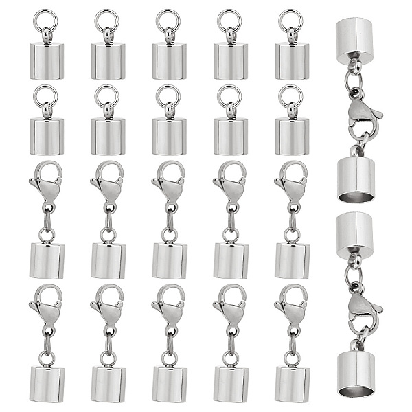 

PandaHall 20Pcs 2 Style Stainless Steel Lobster Claw Clasps, with Jump Rings & Double 304 Stainless Steel Cord Ends, Stainless Steel Color...