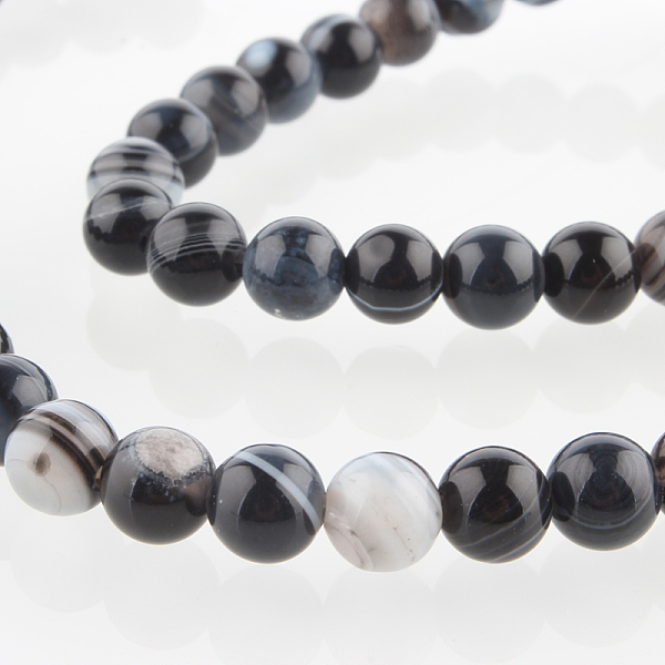 

PandaHall Natural Black Agate Round Bead Strands, Dyed, Black, 6mm, Hole: 1mm, about 63pcs/strand, 15.35 inch Black Agate Round Black