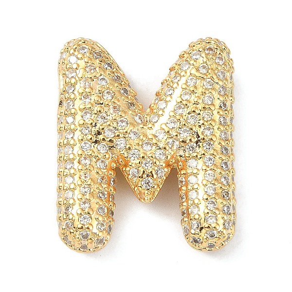

PandaHall Rack Plating Brass Micro Pave Cubic Zirconia Pendants, Real 18K Gold Plated, Lead Free & Cadmium Free, Letter, Letter M..., Clear