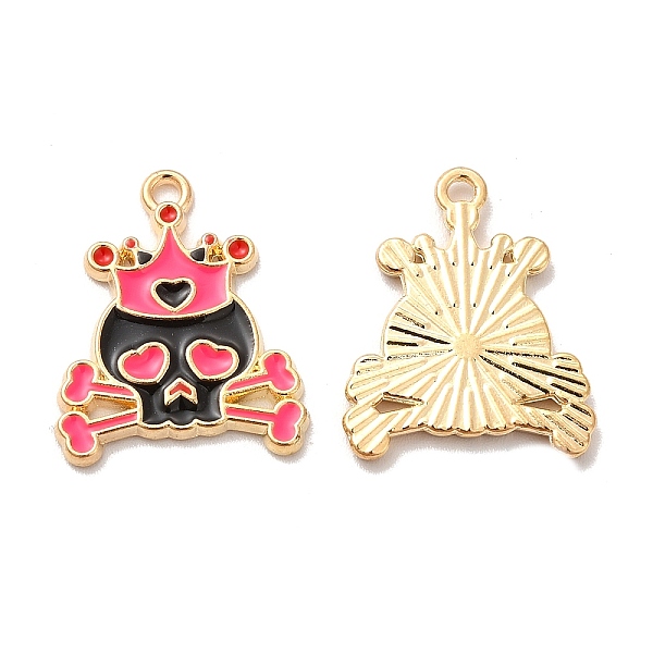 

PandaHall Alloy Enamel Pendants, Skull with Crown Charms, Halloween, Golden, 20x16x1.5mm, Hole: 1.2mm Alloy+Enamel Skull Black