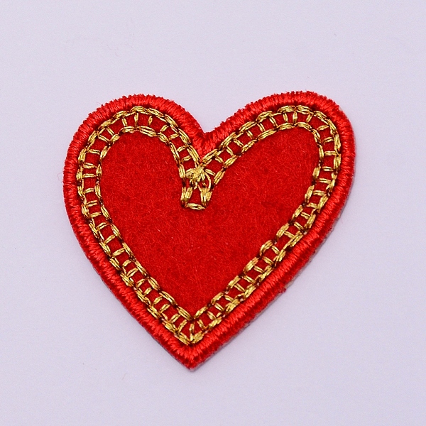 

PandaHall Computerized Embroidery Cloth Iron on/Sew on Patches, Costume Accessories, Appliques, Heart, Red, 30x31x1.5mm Cloth Heart Red