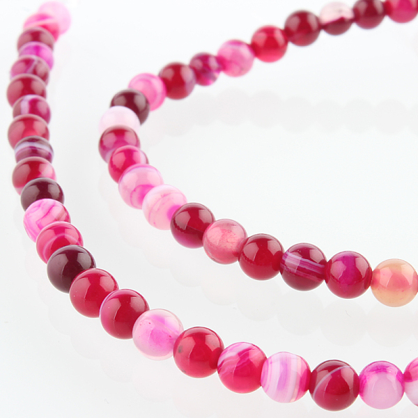 

PandaHall Natural Striped Agate/Banded Agate Round Bead Strands, Dyed, Deep Pink, 4mm, Hole: 1mm, about 92pcs/strand, 14.96 inch Banded...
