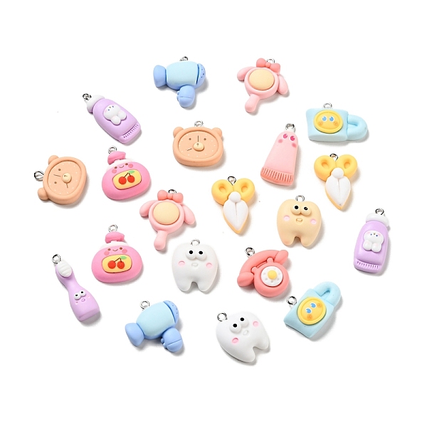 

PandaHall Opaque Resin Pendants, with Platinum Tone Iron Loops, Daily Necessities Charm, Fan & Cup & Telephone, Mixed Shapes, Mixed Color..., Multicolor