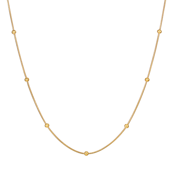 

PandaHall Stainless Steel Beaded Snake Bone Chain Necklace for Girls Other