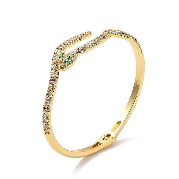 

PandaHall Cubic Zirconia Snake Open Cuff Bangle, Real 18K Gold Plated Brass Jewelry for Women, Green, Inner Diameter: 2x2-1/4 inch(5x5.8cm)...