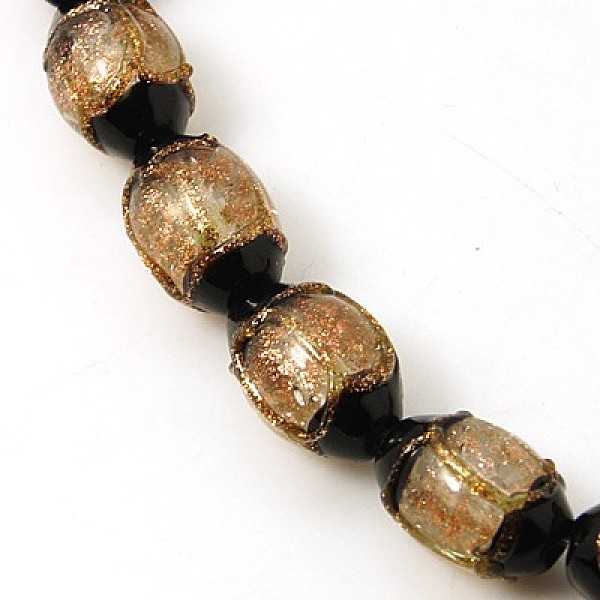 

PandaHall Handmade Gold Sand Lampwork Beads Strands, Oval, BurlyWood, 16x12mm, Hole: 1mm Lampwork Oval Orange