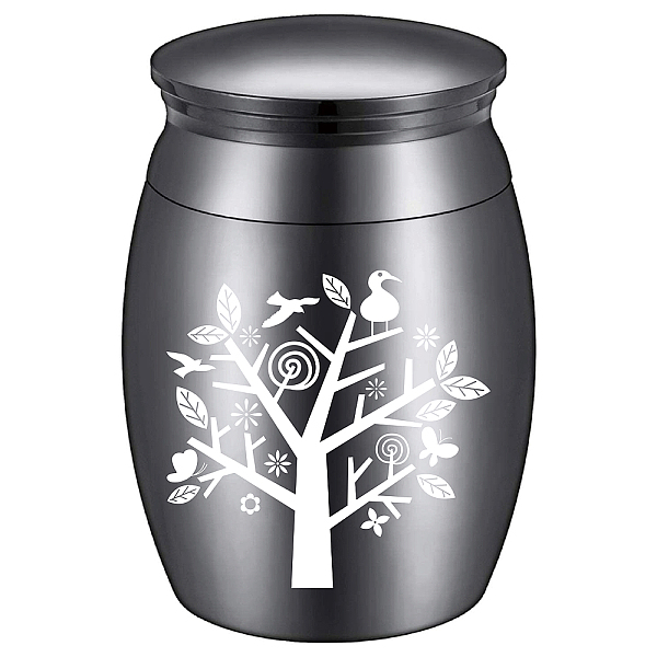 PandaHall CREATCABIN Alloy Cremation Urn Kit, with Disposable Flatware Spoons, Silver Polishing Cloth, Velvet Packing Pouches, Tree of Life...