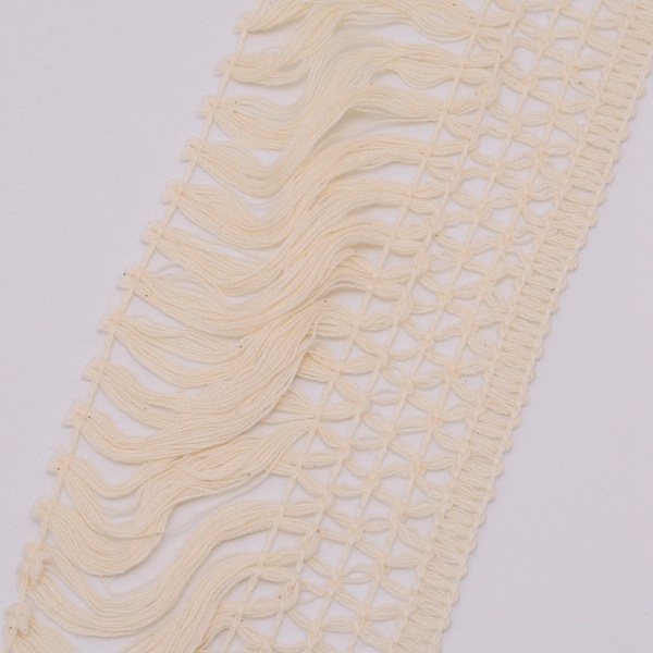 

PandaHall Cotton Lace Ribbon Edge Trimmings, Tassel Ribbon, for Sewing Cloth Craft, Antique White, 4 inch(100mm), about 45yards/roll..., Orange