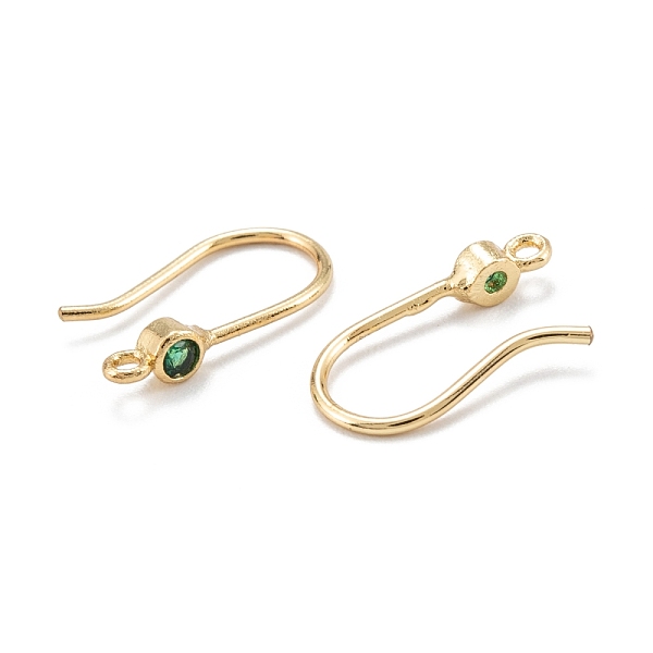 

PandaHall Brass Micro Pave Clear Cubic Zirconia Earring Hooks, with Horizontal Loop, Real 18K Gold Plated, Green, 14x7.5x3mm, 20 Gauge, Hole...