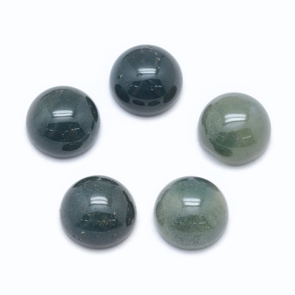 

PandaHall Natural Moss Agate Cabochons, Flat Round, 8x3~4mm Moss Agate Flat Round