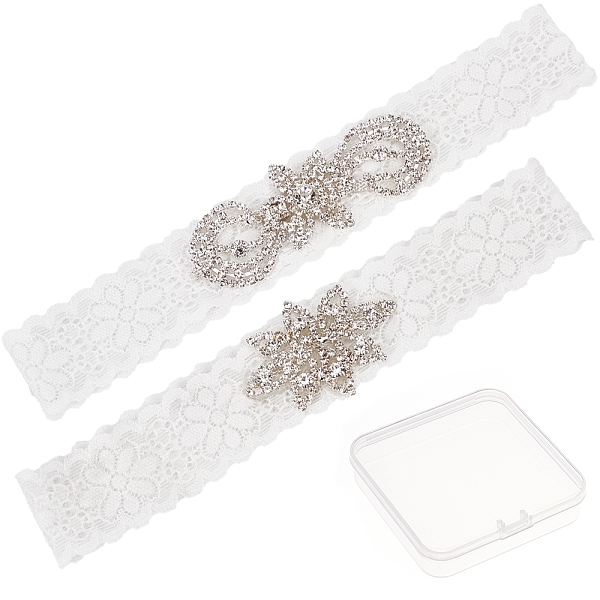 

PandaHall Gorgecraft 1 Set Lace Elastic Bridal Garters, with Rhinestone and Flower Pattern, Wedding Garment Accessories, White, 1-1/8 inch...