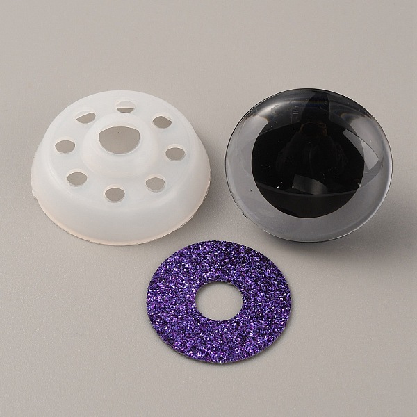 

PandaHall Plastic Doll Eyes, with PET Glitter Powder Finding, Craft Safety Eyes, for Crafts, Crochet Toy and Stuffed Animals, Half Round...