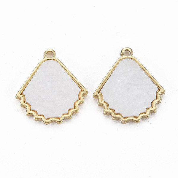 

PandaHall Plastic Pendants, with Light Gold Plated Alloy Findings, Cadmium Free & Nickel Free & Lead Free, Leaf, Creamy White, 18x16.5x2mm...