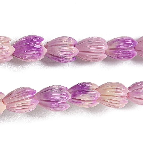 

PandaHall Synthetic Coral Dyed Beads Strands, Magnolia Flower, Violet, 10~10.5x8mm, Hole: 1mm, about 25pcs/strand, 9.84''(25cm) Synthetic..., Purple