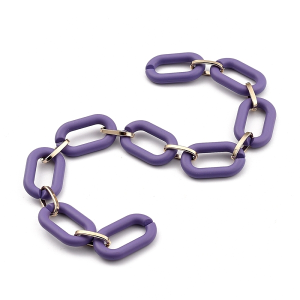 

PandaHall Handmade Acrylic Cable Chains, with Aluminum Links, for Jewelry Making, Oval, Light Gold, Purple, Links: 27x16.5x4mm and...