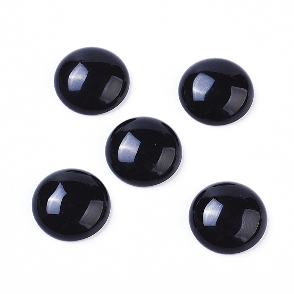 

PandaHall Natural Black Agate Cabochons, Half Round, 20x7mm Black Agate Half Round