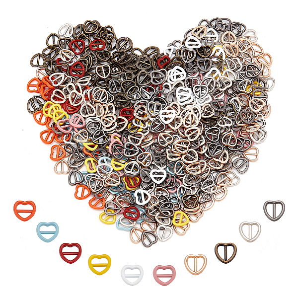 

PandaHall 160 Pcs 10 Color Mini Buckles 6.5x7mm, Heart Shape Metal Belt Buttons Slide Adjusters Buckles Sewing Buckles for Clothes Shoes..., Multicolor