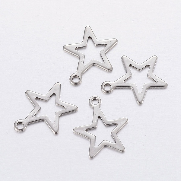 

PandaHall 304 Stainless Steel Pendants, Star Charms, Stainless Steel Color, 14.5x12.5x0.8mm, Hole: 1.2mm 304 Stainless Steel Star