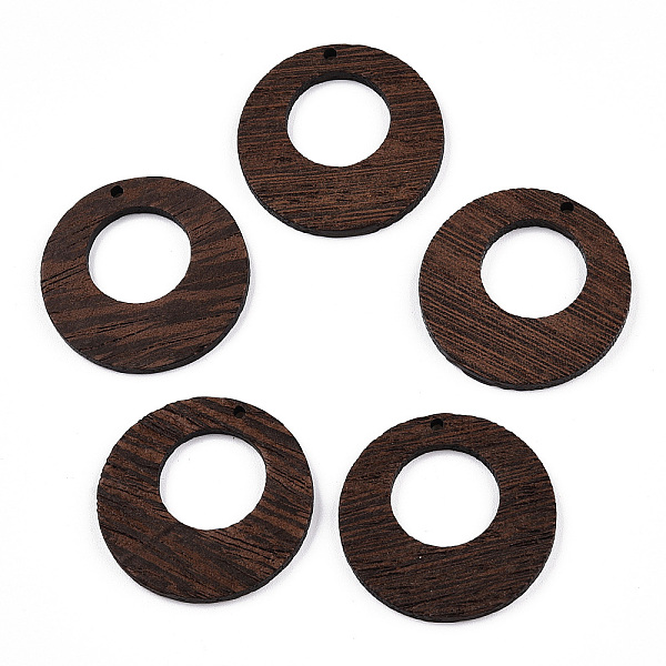 

PandaHall Natural Wenge Wood Pendants, Undyed, Hollow Flat Round Charms, Coconut Brown, 38x3.5mm, Hole: 2mm Wood Flat Round