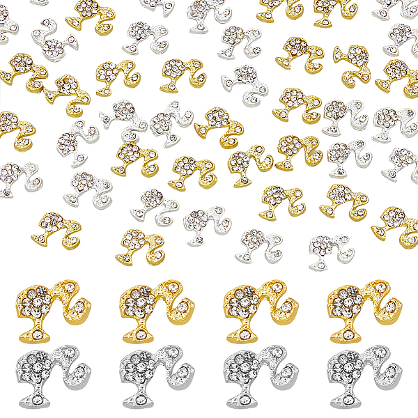 

PandaHall DICOSMETIC 40Pcs 2 Colors Girl Alloy Rhinestone Cabochons, Nail Art Decoration Accessories, Golden & Silver, 8x10x2mm, 20pcs/color...