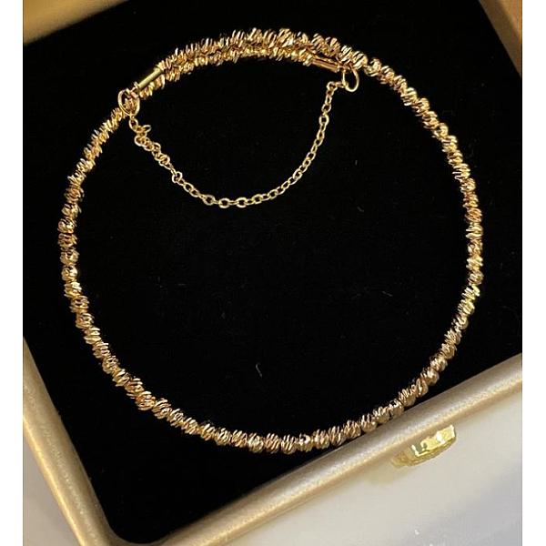 

PandaHall Brass Twist Flower Beaded Cuff Bangle with Safety Chains, Golden, Inner Diameter: 2-1/8 inch(5.45cm) Brass