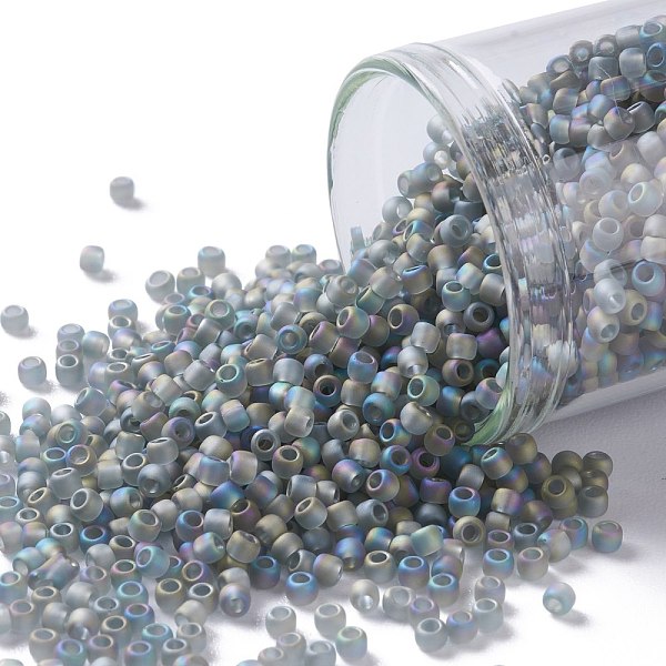 

PandaHall TOHO Round Seed Beads, Japanese Seed Beads, (176BF) Transparent AB Frost Gray, 11/0, 2.2mm, Hole: 0.8mm, about 5555pcs/50g Glass...