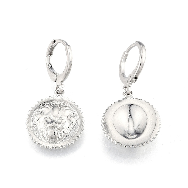 

PandaHall Brass Lion Dangle Leverback Earrings for Women, Cadmium Free & Nickel Free & Lead Free, Platinum, 31.5mm, Pin: 1mm Brass