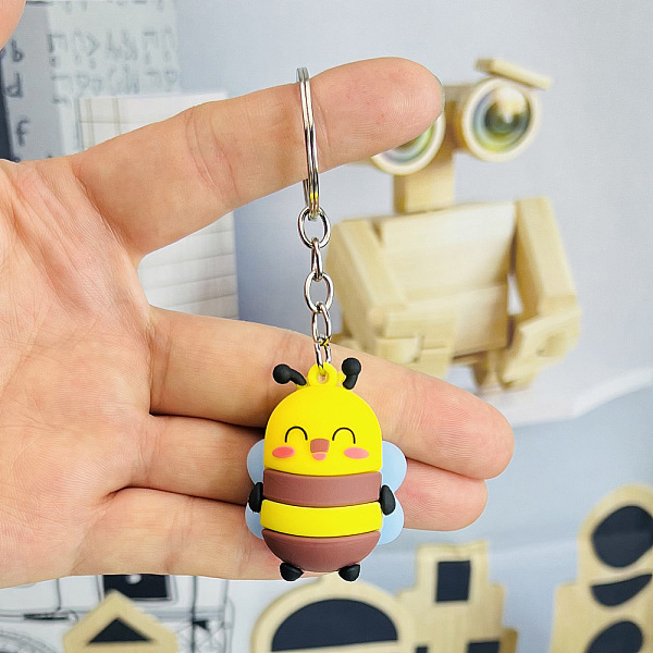 

PandaHall PVC Bees Pendant Keychain, with Metal Key Rings, for Car Key Bag Charms Accessories, Yellow, 10cm Plastic Bees Yellow