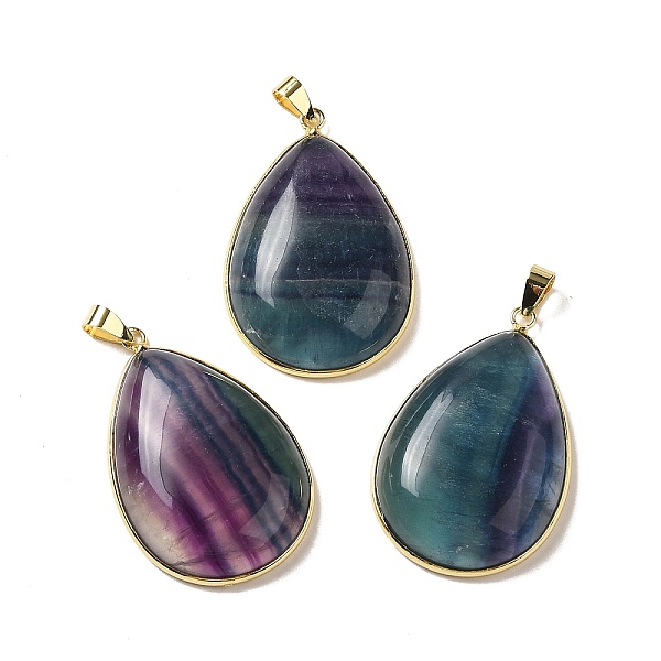 

PandaHall Natural Fluorite Pendants, Teardrop Charms, with Brass Findings, Lead Free & Cadmium Free, Golden, 40x26x8.5mm, Hole: 6mm Fluorite...