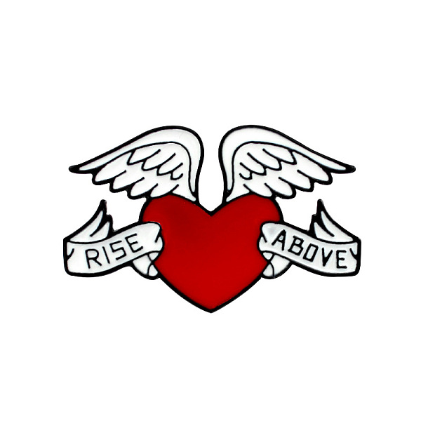 

PandaHall Heart with Wing Enamel Pin, Word Rise Above Alloy Badge for Backpack Clothes, Red, 26x40mm Alloy+Enamel Word Red