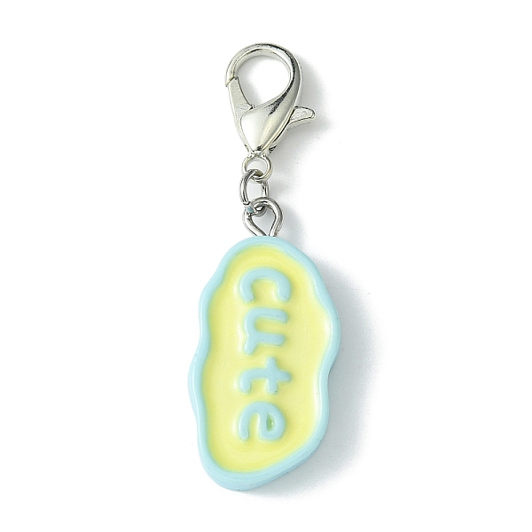 

PandaHall Resin Pendant Decorations, with Zinc Alloy Lobster Claw Clasps, Word, 47mm Resin Word
