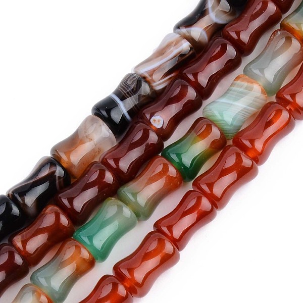 

PandaHall Natural Agate Beads Strands, Mixed Dyed and Undyed, Bamboo Joint Shaped, 12x8mm, Hole: 1.2mm, about 33pcs/strand, 15.55 inch...