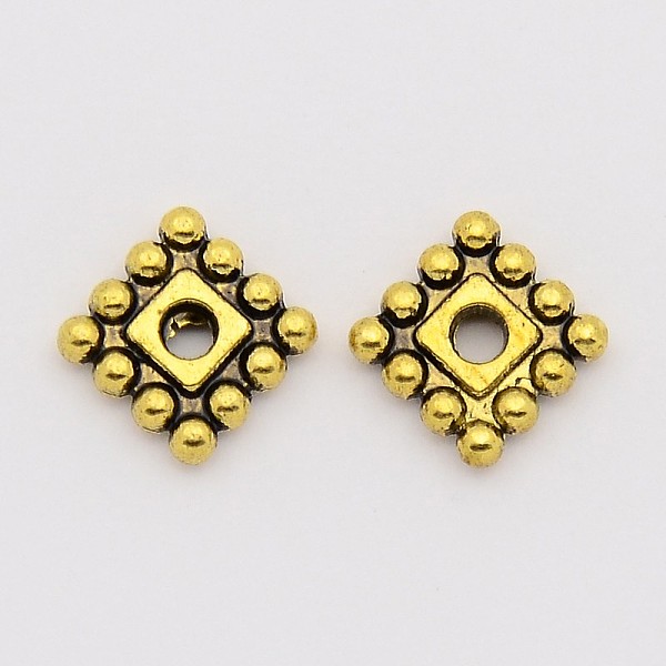 

PandaHall Tibetan Style Alloy Spacer Beads, Cadmium Free & Nickel Free & Lead Free, Square, Antique Golden, 7x7x2mm, hole: 2mm Alloy Square