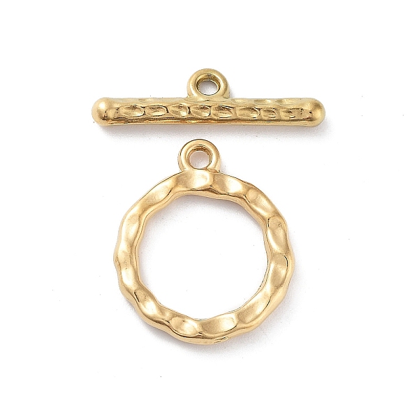 

PandaHall Ion Plating(IP) 304 Stainless Steel Ring Toggle Clasps, Real 18K Gold Plated, 19x16x2mm, Hole: 1.6mm, Bar: 6.5x21x2.5mm, Hole...