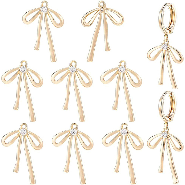 

PandaHall BENECREAT Brass Micro Pave Clear Cubic Zirconia Pendants, Nickel Free, Bowknot, Real 18K Gold Plated, 19x13x2.5mm, Hole: 1mm...