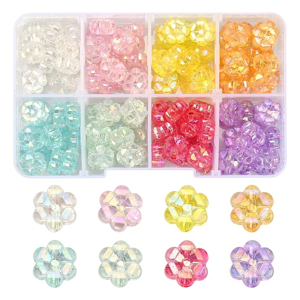 

PandaHall 160Pcs 8 Colors Transparent Acrylic Beads, AB Color Plated, Flower, Mixed Color, 10x5mm, Hole: 1.8mm, about 20pcs/color Acrylic..., Multicolor