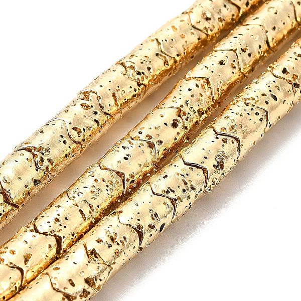 

PandaHall Electroplated Natural Lava Rock Beads Strands, Column, Light Gold Plated, 8x6.5mm, Hole: 1.4mm, about 60pcs/strand, 15.35~15.75...