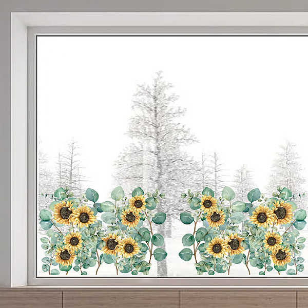 

PandaHall GORGECRAFT 46x15"/116x38cm Large Sunflower Floral Window Clings Double Sided Nature Leaves Window Decals Spring Window Stickers...