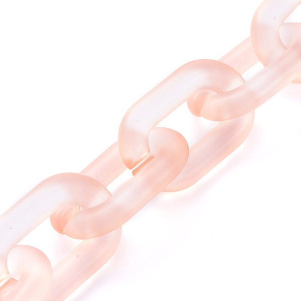 

PandaHall Handmade Transparent Acrylic Cable Chains, Oval, for Jewelry Making, Bisque, Link: 31x19x5mm, 39.37 inch(1m)/strand Acrylic Orange