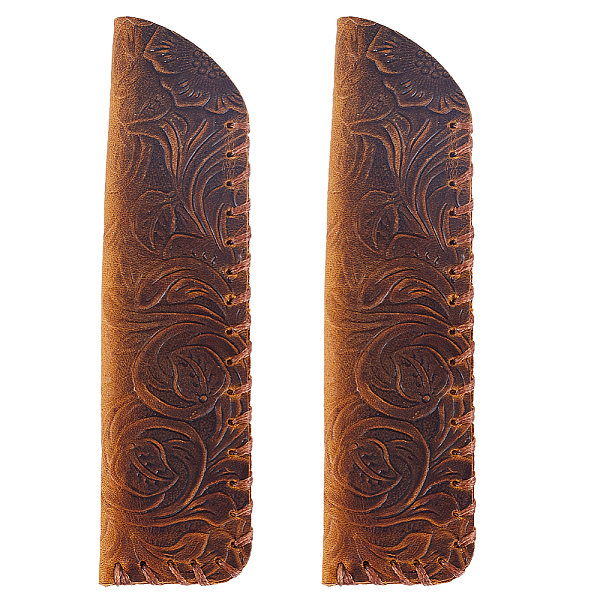 

PandaHall Flower Pattern Cowhide Pen Holders, Single Pen Sleeve, Fountain Pen Pouch, Rectangle, Coconut Brown, 150x40x11mm Cowhide Rectangle