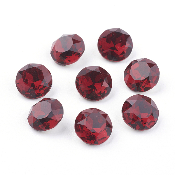 

PandaHall Pointed Back & Back Plated Glass Rhinestone Cabochons, Grade A, Faceted, Flat Round, Siam, 10x5mm Glass Rhinestone Flat Round Red