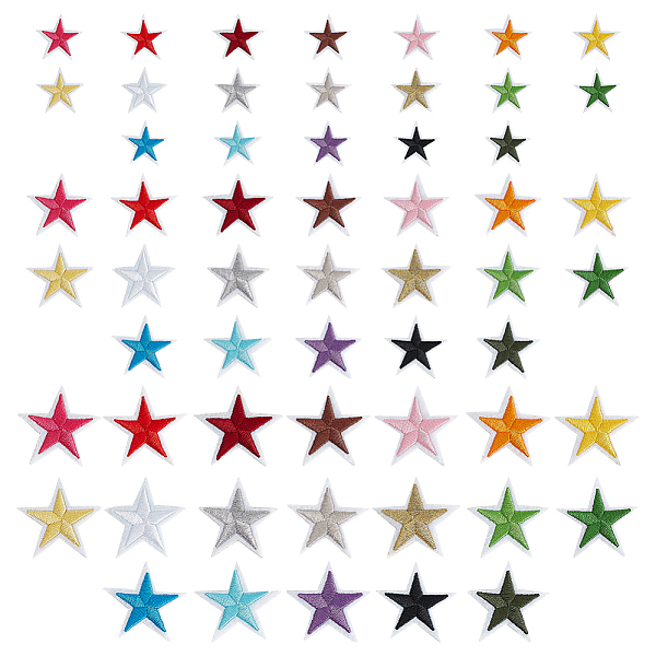 

PandaHall FINGERINSPIRE 57PCS Star Embroidery Iron on Patches (3 Size, 59mm/48mm/39mm) 19 Colors Small 5 Star Sewing Appliques..., Multicolor
