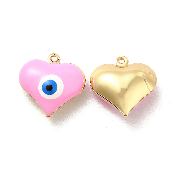 

PandaHall Brass Enamel Pendants, Real 18K Gold Plated, Long-Lasting Plated, Heart with Evil Eye, Pink, 17x16.5x7mm, Hole: 1.2mm Brass+Enamel...