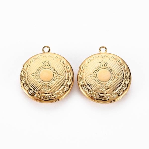 

PandaHall Brass Locket Pendants, Photo Frame Charms for Necklaces, Nickel Free, Flat Round, Real 18K Gold Plated, 23x20x5.5mm, Hole: 1.6mm...