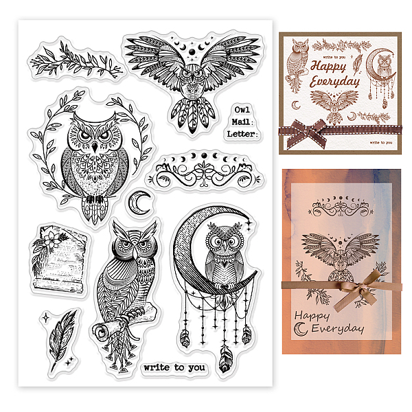 

PandaHall Custom PVC Plastic Clear Stamps, for DIY Scrapbooking, Photo Album Decorative, Cards Making, Owl, 160x110x3mm Plastic Owl Clear